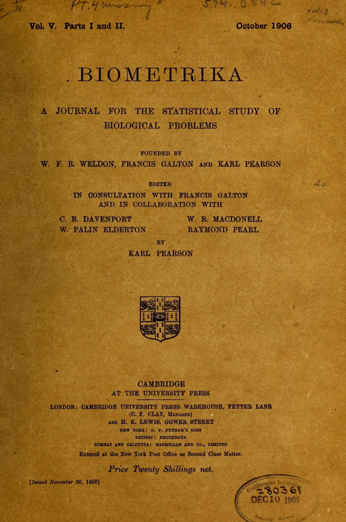 a page from an early issue of biometrika