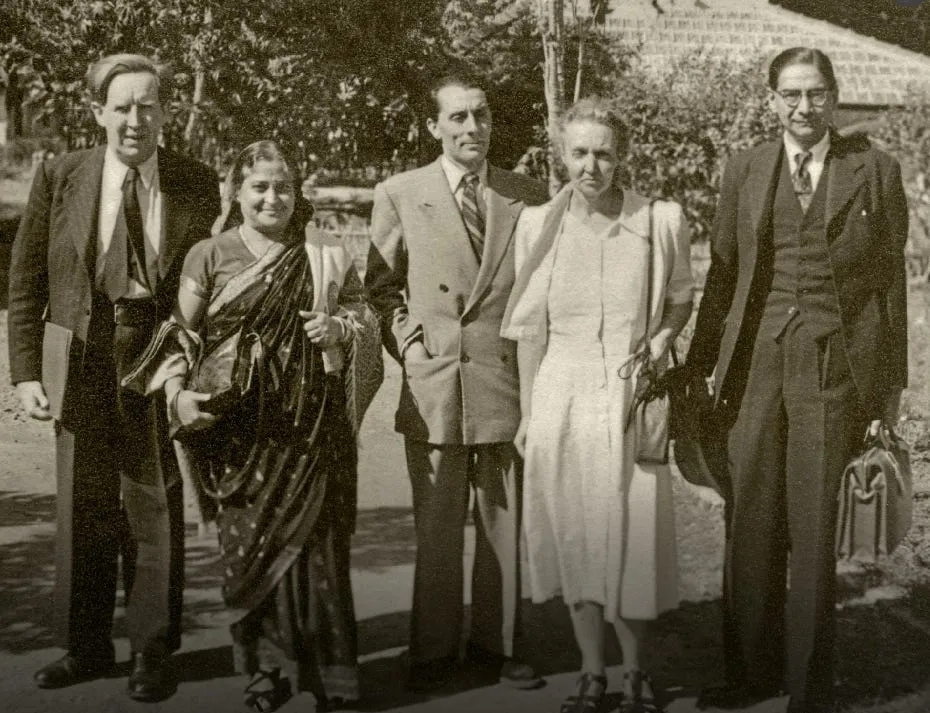 group photograph with jd bernal, rani mahalanobis, the joliot-curies and pc mahalanobis
